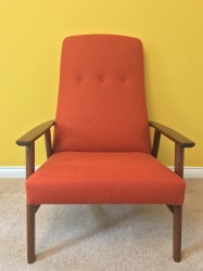 Danish Teak Arm Chair Orange wool